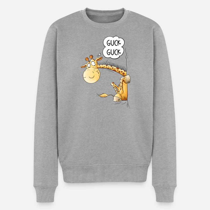 Guck Guck Giraffe I Wildtier Tiermotiv - Männer Premium Bio Pullover - Grau meliert