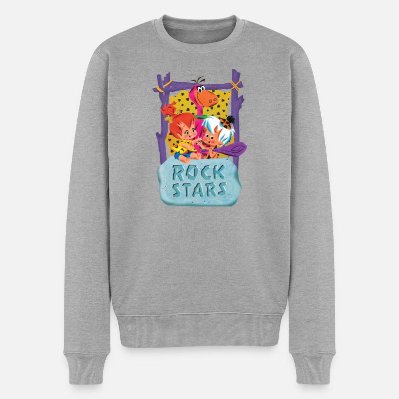Pierrafeu Avec Pebbles, Bamm-Bamm & Dino - Pull Premium bio Homme - gris chiné
