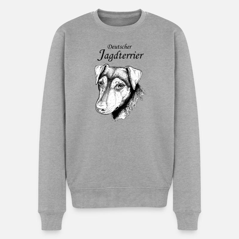 Deutscher Jagdterrier Portrait - Männer Premium Bio Pullover - Grau meliert