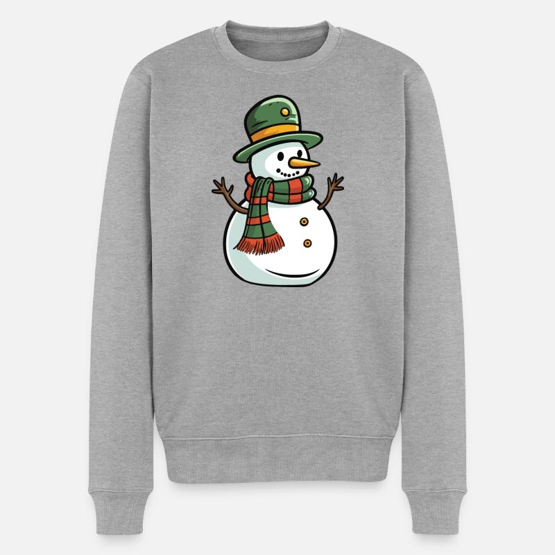 Schneemann Winter Weihnachten - Männer Premium Bio Pullover - Grau meliert