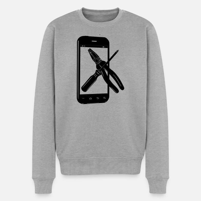 Smartphone avec outils - Pull Premium bio Homme - gris chiné