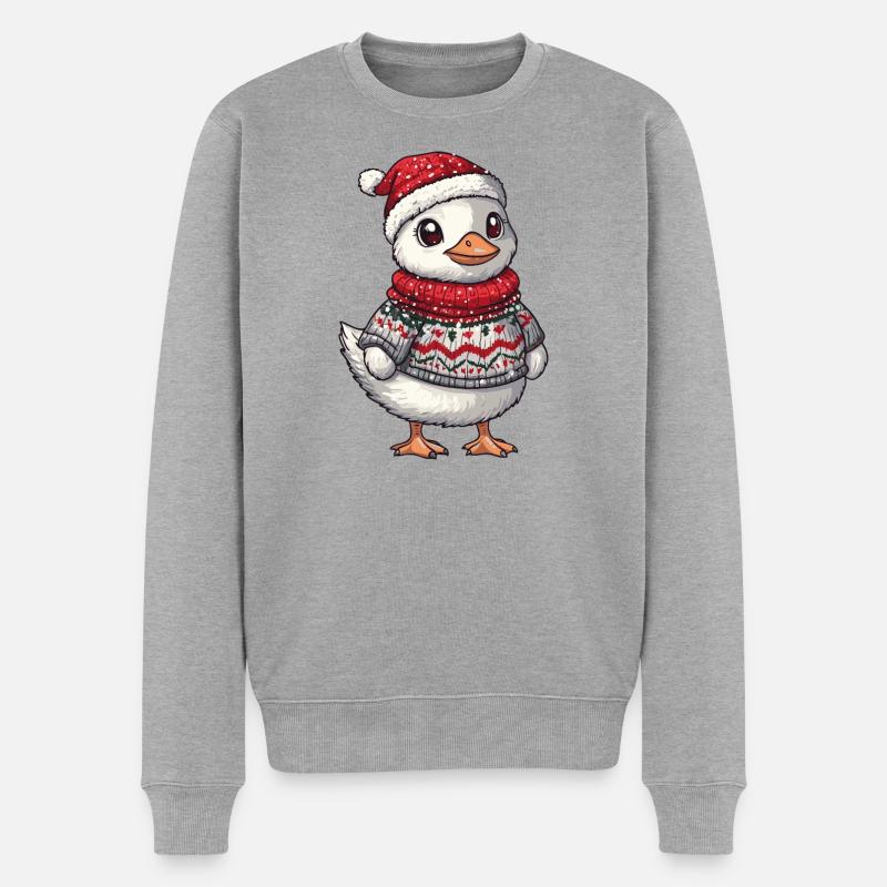Gans Weihnachten Xmas - Männer Premium Bio Pullover - Grau meliert