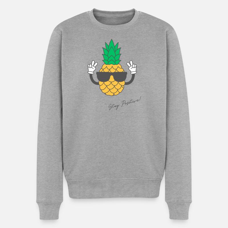 Pineapple "positive Vibes" - Männer Premium Bio Pullover - Grau meliert