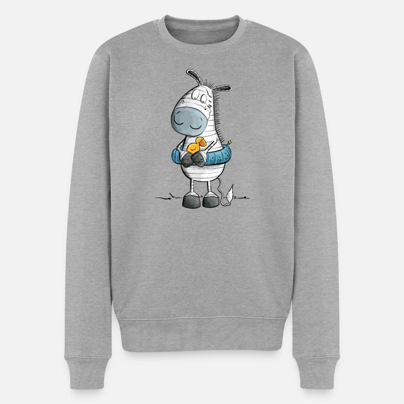 Zebra Sommer Strand Schwimmer - Männer Premium Bio Pullover - Grau meliert