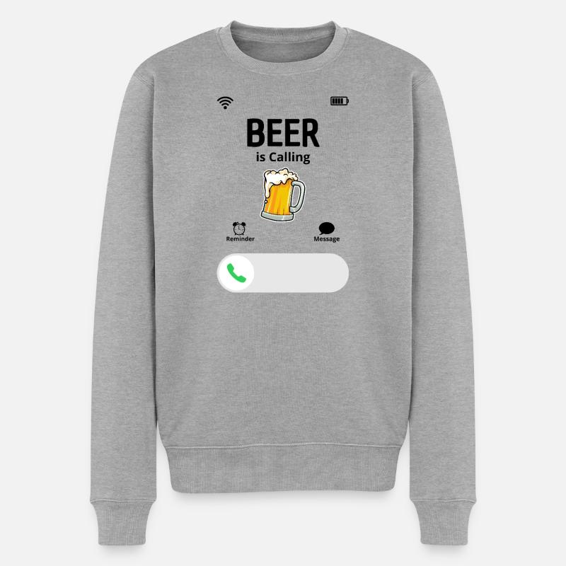 Das Bier ruft - Männer Premium Bio Pullover - Grau meliert