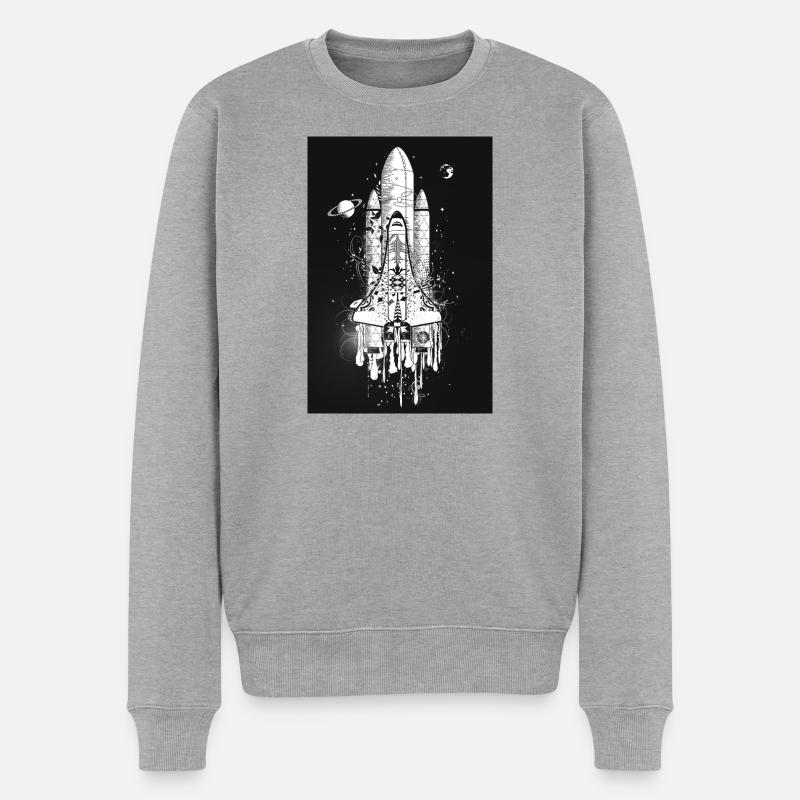 Fantasievolles Space Shuttle im Graffiti Stil - Männer Premium Bio Pullover - Grau meliert