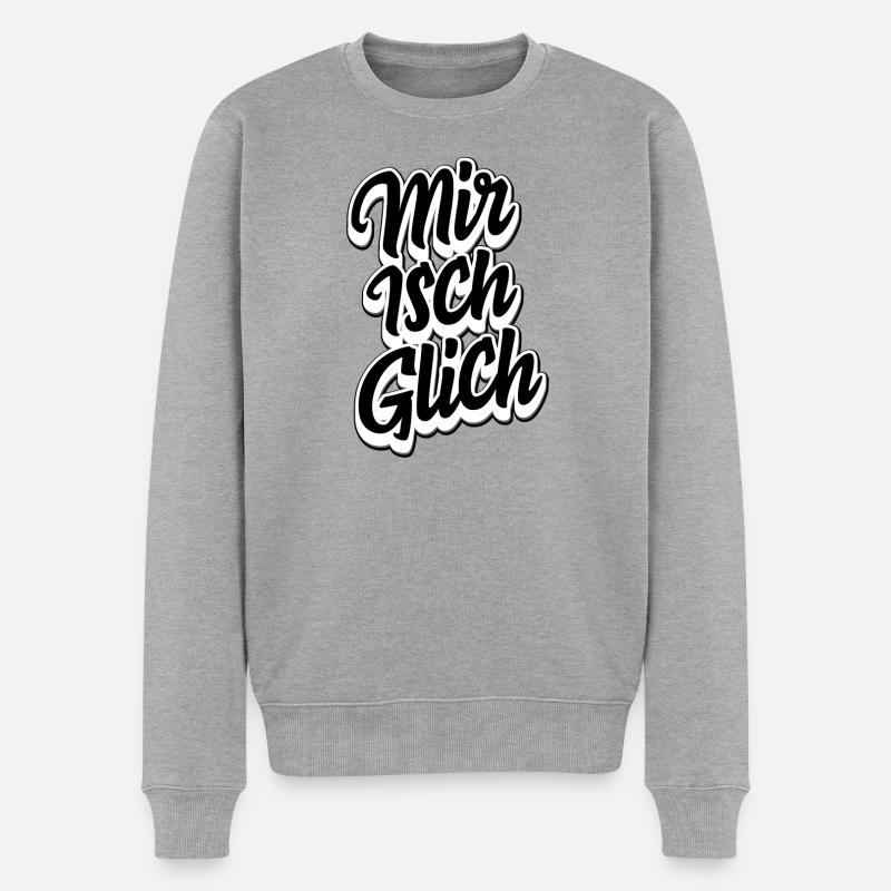 Schweizerdeutsch Spruch - Mir isch glich - Männer Premium Bio Pullover - Grau meliert