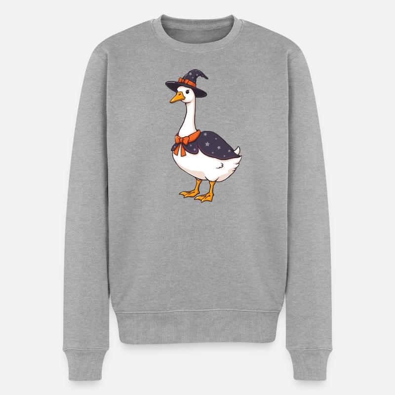 Gans - Männer Premium Bio Pullover - Grau meliert