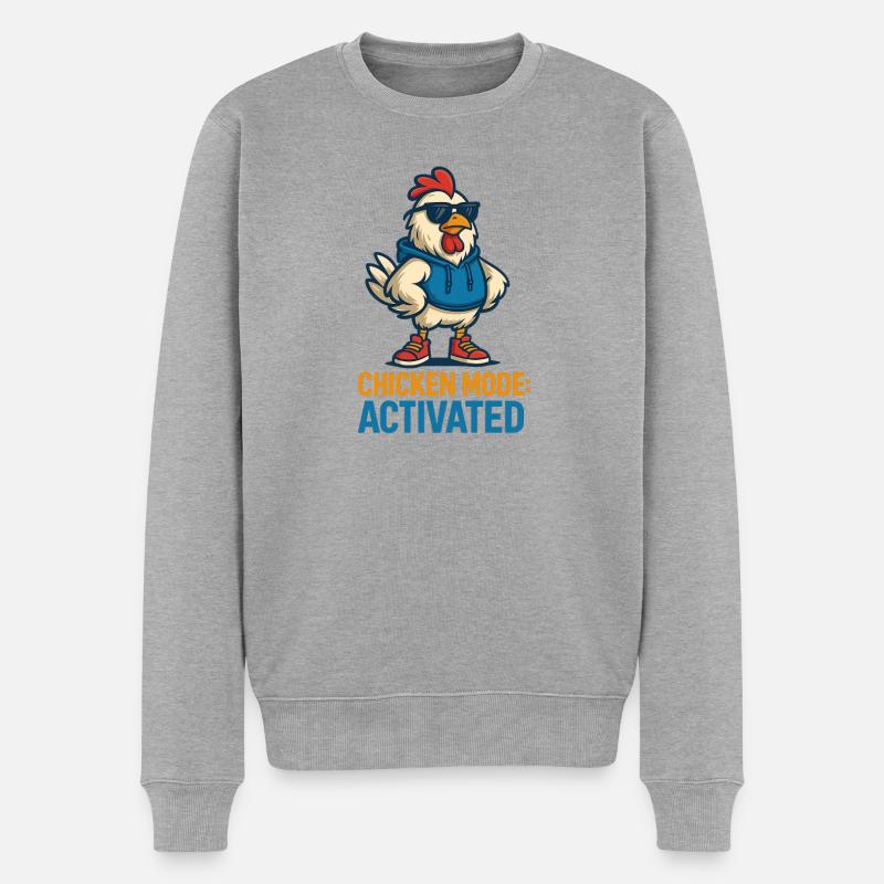 Hühnermodus Aktiviert - Männer Premium Bio Pullover - Grau meliert