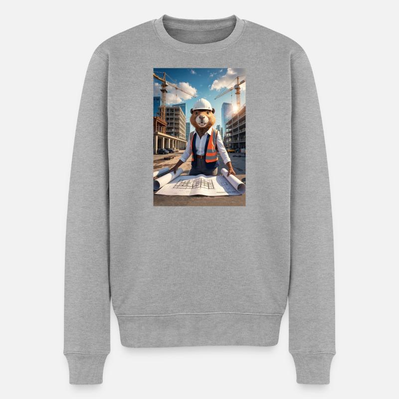 Architecte castor humanoïde - Pull Premium bio Homme - gris chiné