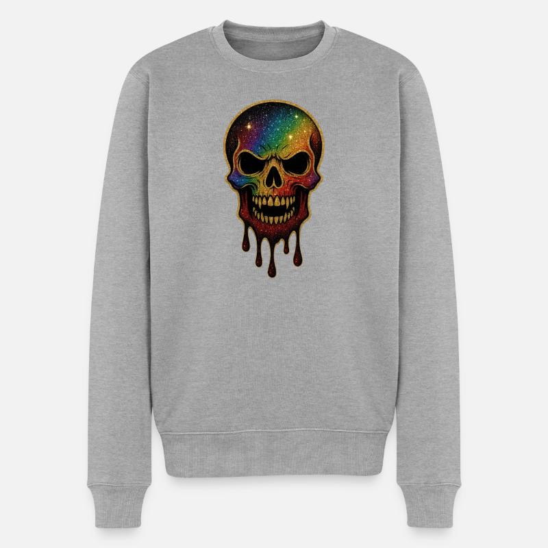 Halloween Totenschädel Galaxy Skull - Männer Premium Bio Pullover - Grau meliert