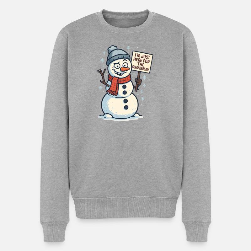 Gingerbread Schneemann Spruch - Männer Premium Bio Pullover - Grau meliert