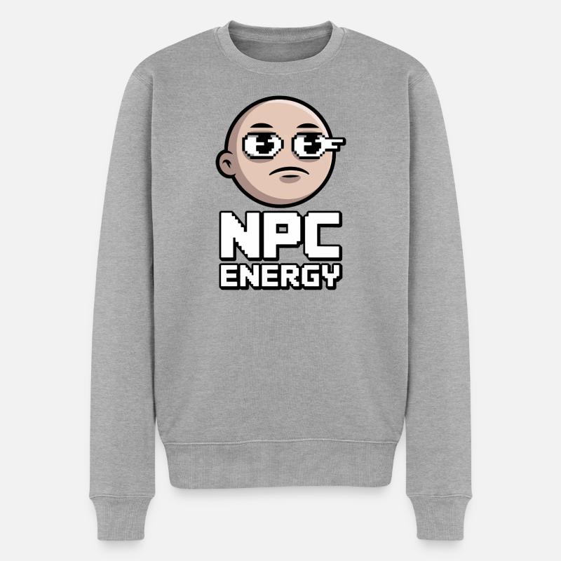 NPC Energie Pixel Pop - Männer Premium Bio Pullover - Grau meliert