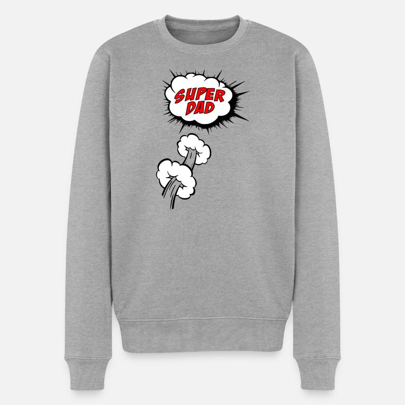 Super-Papa - Männer Premium Bio Pullover - Grau meliert