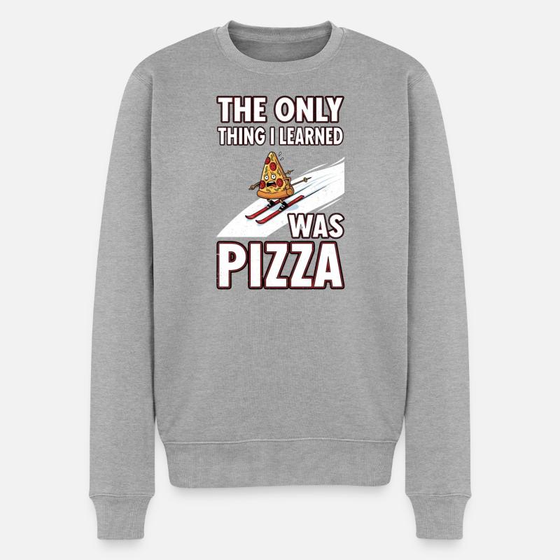 Pizza auf Skiern Lektion - Männer Premium Bio Pullover - Grau meliert