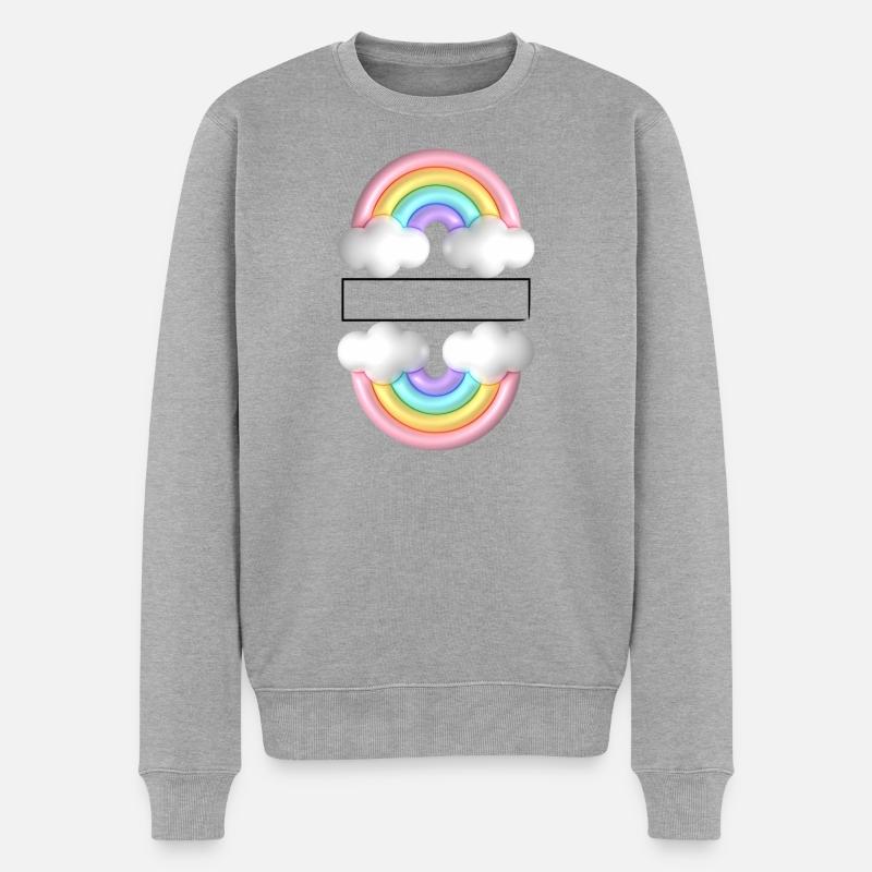 Regenbogen - Männer Premium Bio Pullover - Grau meliert