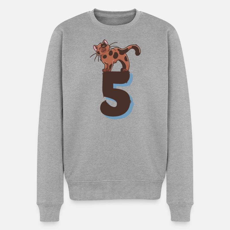 Chat numéro 5 - Pull Premium bio Homme - gris chiné