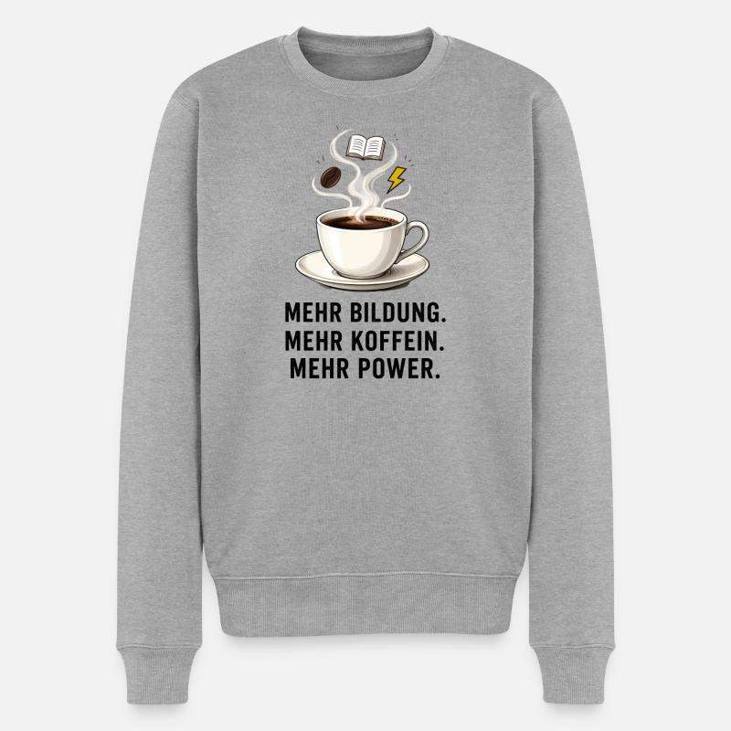 Bildung Kaffee Power - Männer Premium Bio Pullover - Grau meliert