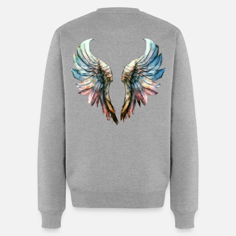 Engelsflügel - Männer Premium Bio Pullover - Grau meliert