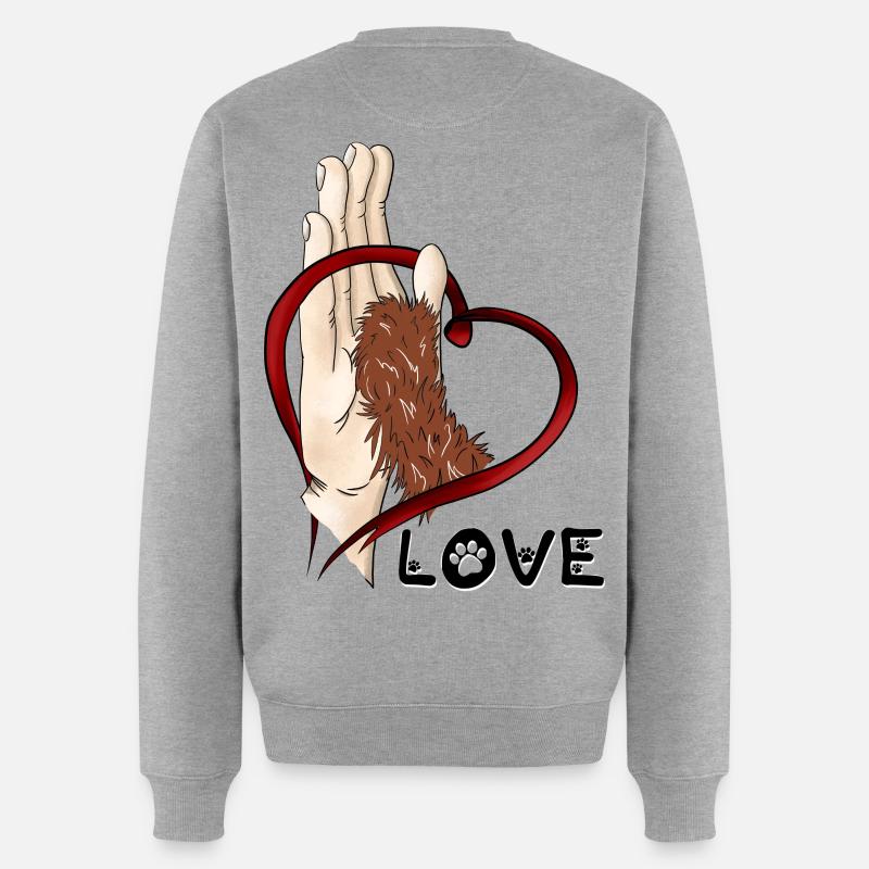 Amour de la patte - Patte brune - Pull Premium bio Homme - gris chiné
