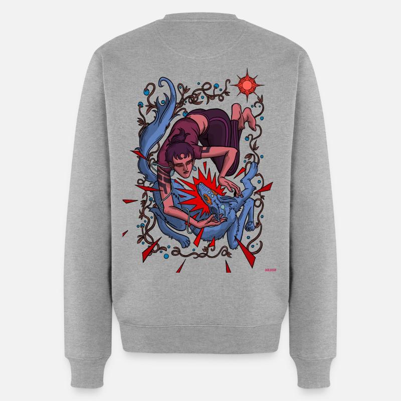 Glückshund - Männer Premium Bio Pullover - Grau meliert
