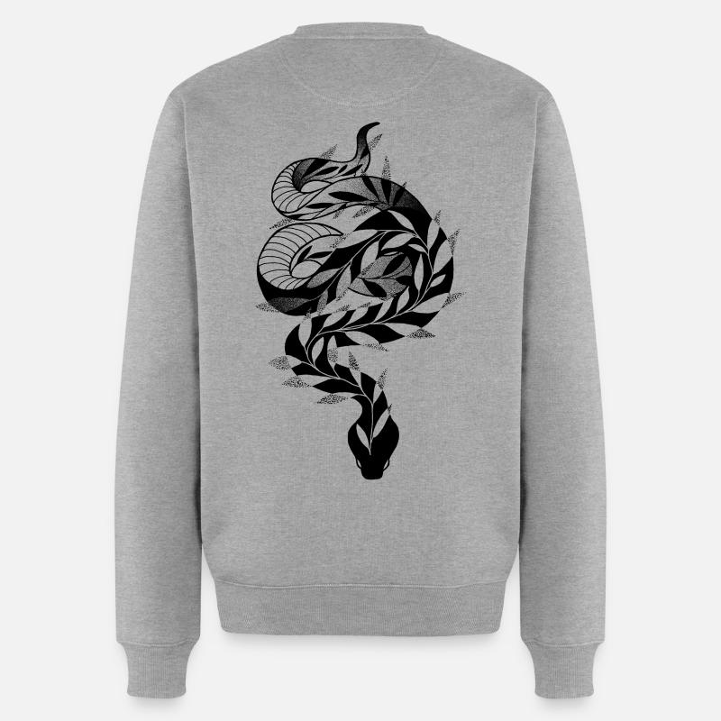 Schlange - Männer Premium Bio Pullover - Grau meliert