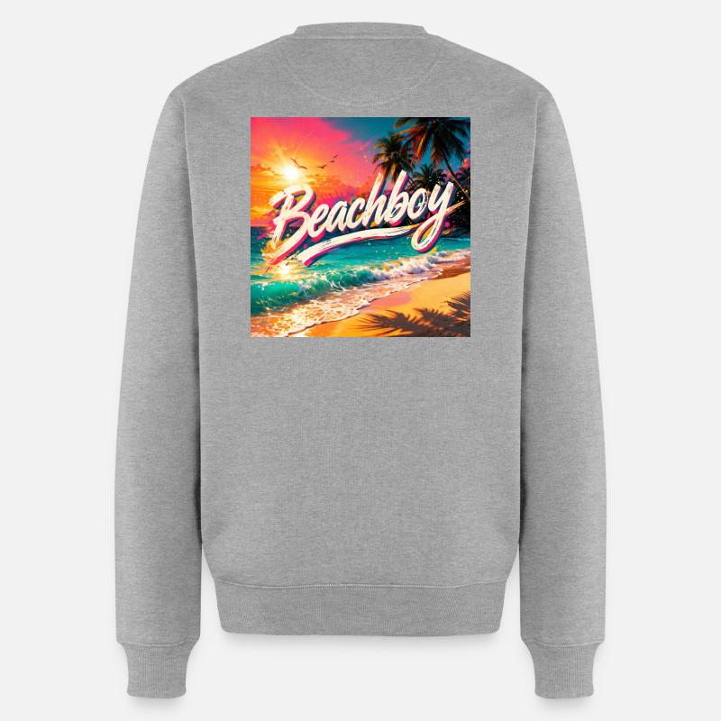 Beachboy Neon Sunset - Männer Premium Bio Pullover - Grau meliert
