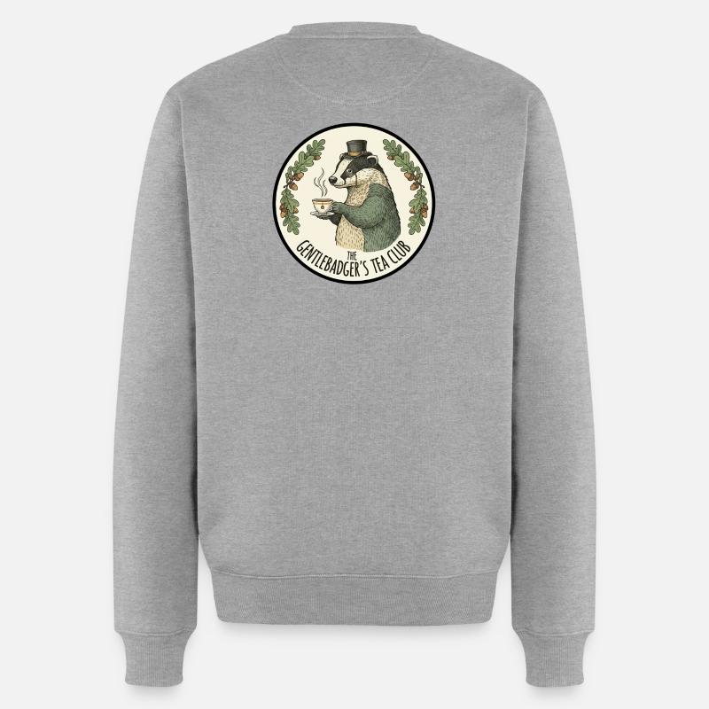 The Gentlebadger Tea Club - Männer Premium Bio Pullover - Grau meliert