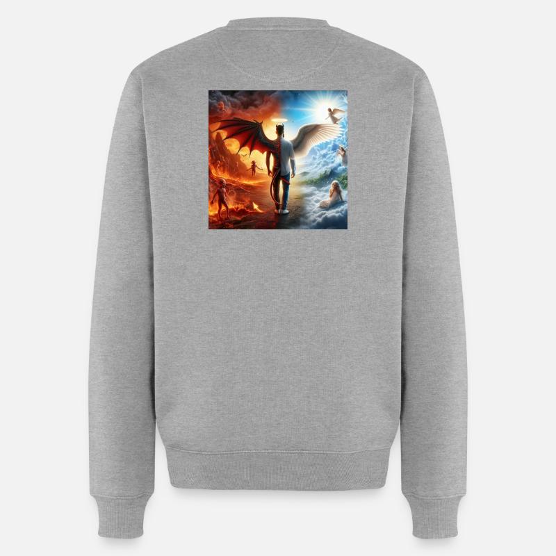 Himmlisches und Infernales Gleichgewicht - Männer Premium Bio Pullover - Grau meliert