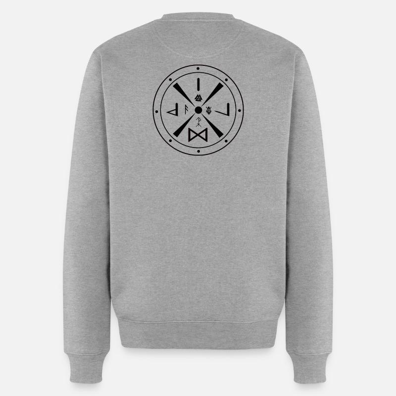 Wikinger Schild- Germanen - Männer Premium Bio Pullover - Grau meliert
