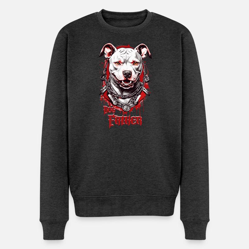 Hunderasse Pitbulls, Hunde Vater - Männer Premium Bio Pullover - Anthrazit meliert