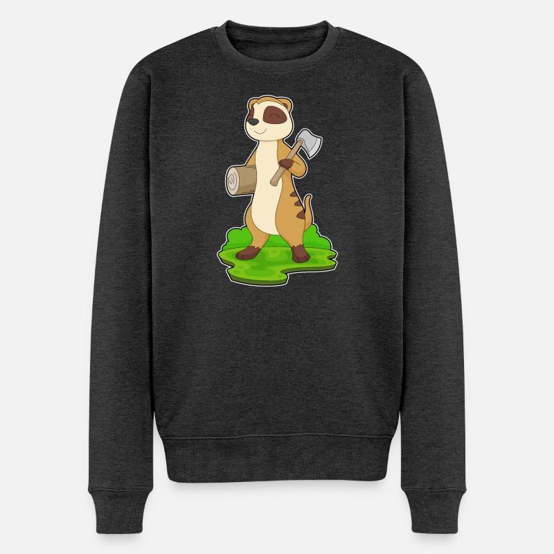 Hache de bûcheron suricate - Pull Premium bio Homme - anthracite chiné
