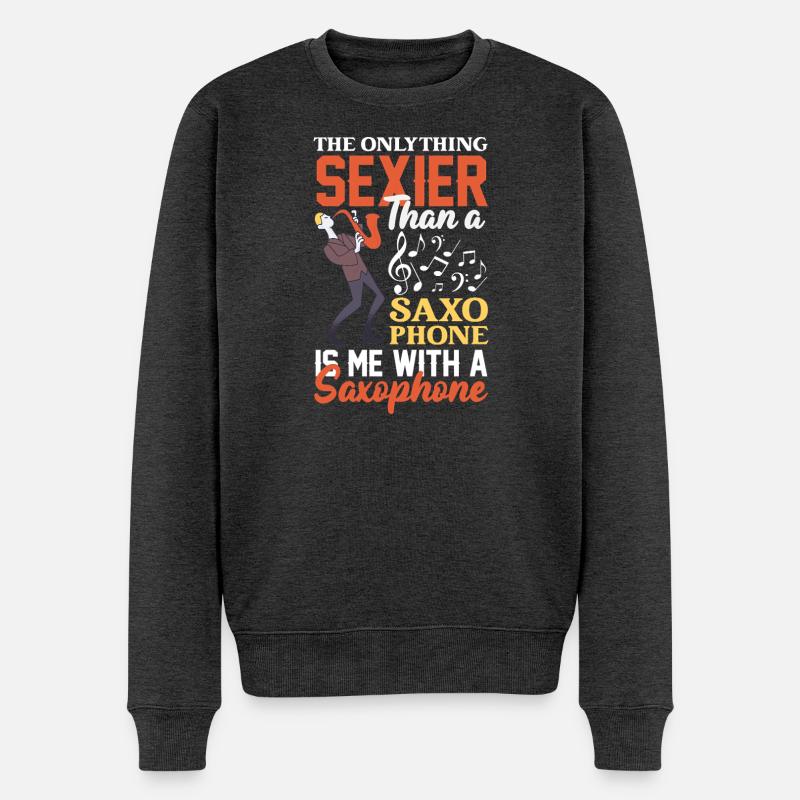 Saxofon - Männer Premium Bio Pullover - Anthrazit meliert