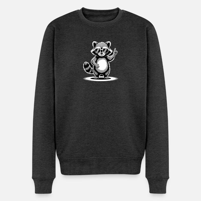 Waschbär - Männer Premium Bio Pullover - Anthrazit meliert
