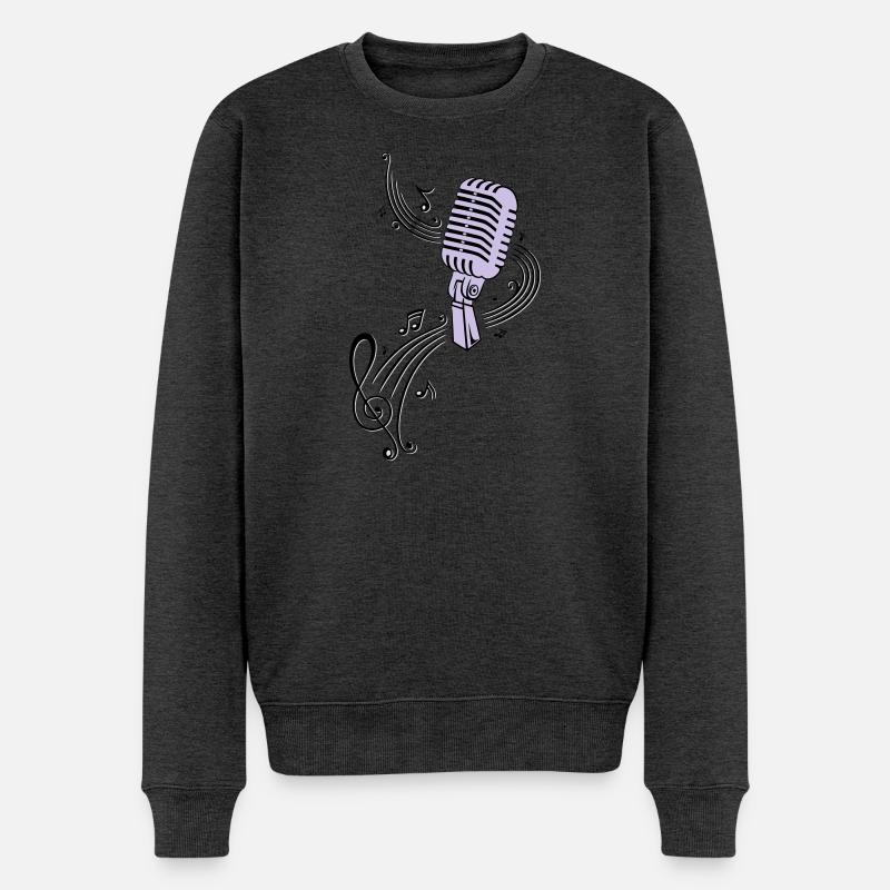 Mikrofon Musik Retro Mic - Männer Premium Bio Pullover - Anthrazit meliert