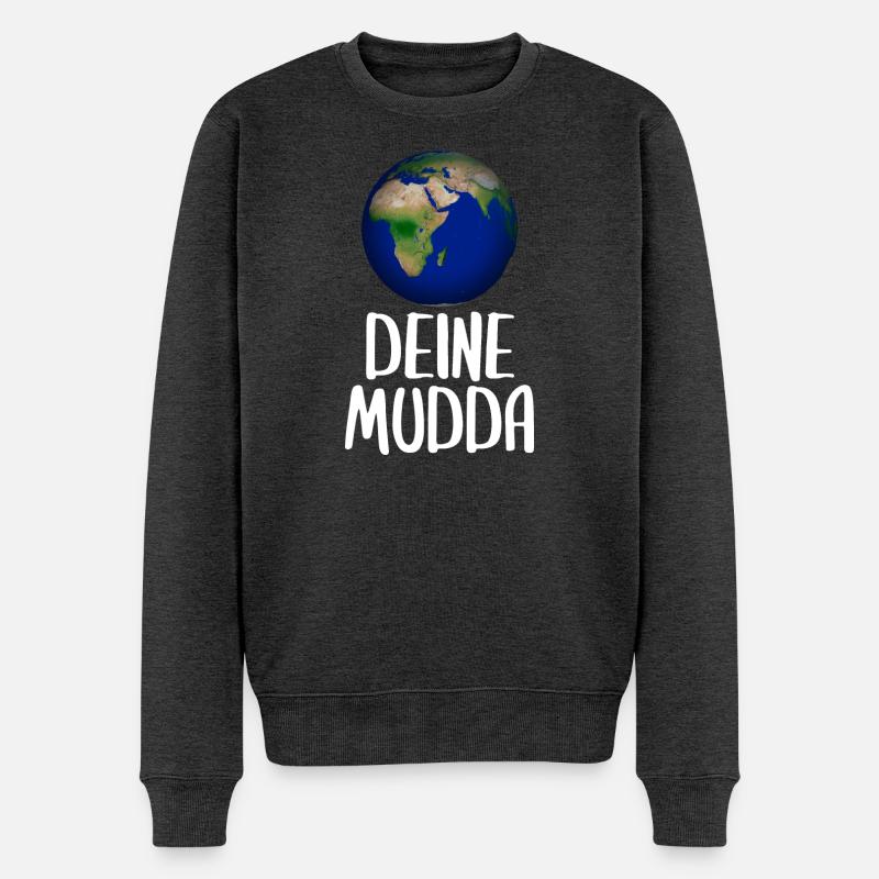 Weltkugel Schriftkunst Motiv - Männer Premium Bio Pullover - Anthrazit meliert