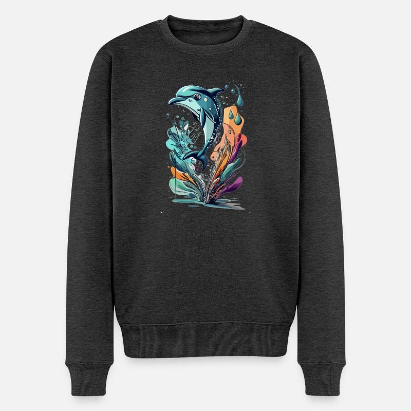 DELFIN - Männer Premium Bio Pullover - Anthrazit meliert