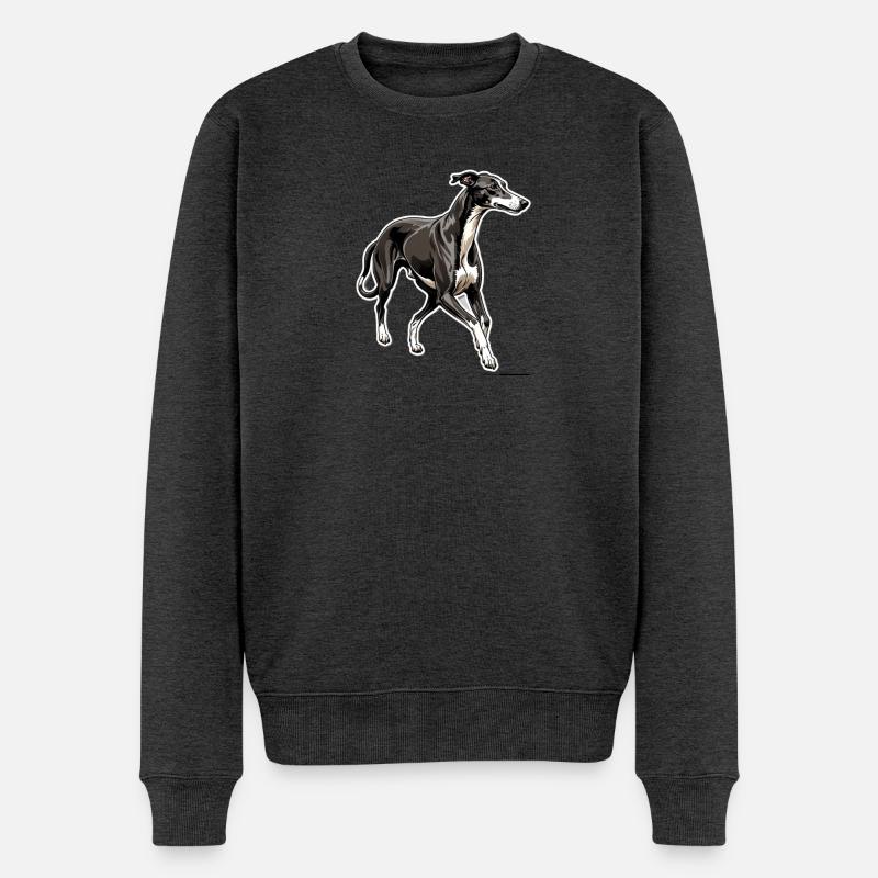 Windhund Silhouette Elegante Kontur - Männer Premium Bio Pullover - Anthrazit meliert