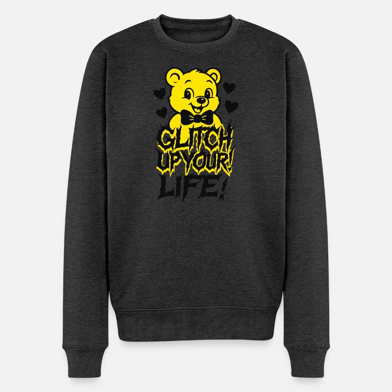 Glitch Up your Life! - Männer Premium Bio Pullover - Anthrazit meliert