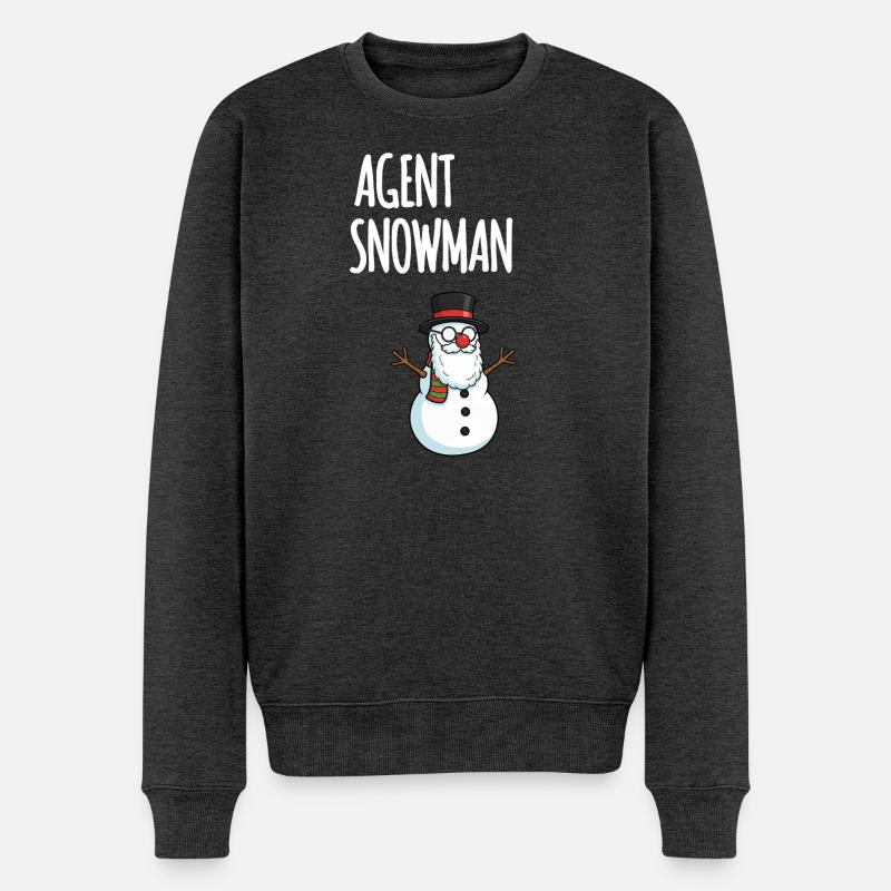 Agent Snowman - Männer Premium Bio Pullover - Anthrazit meliert