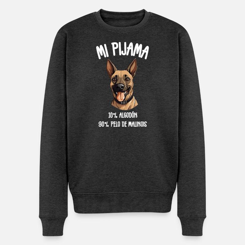 Malinois-Hundepyjamas - Männer Premium Bio Pullover - Anthrazit meliert