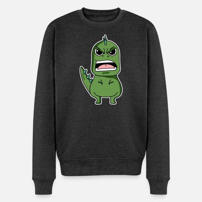 Dino en colère - Pull Premium bio Homme - anthracite chiné