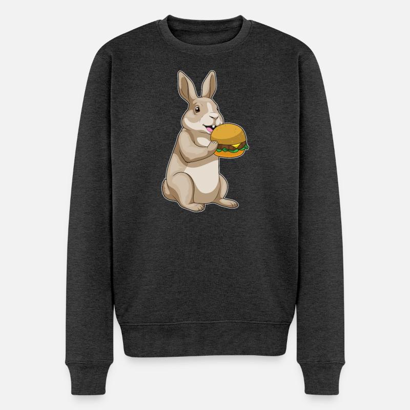 Hase Cheeseburger - Männer Premium Bio Pullover - Anthrazit meliert