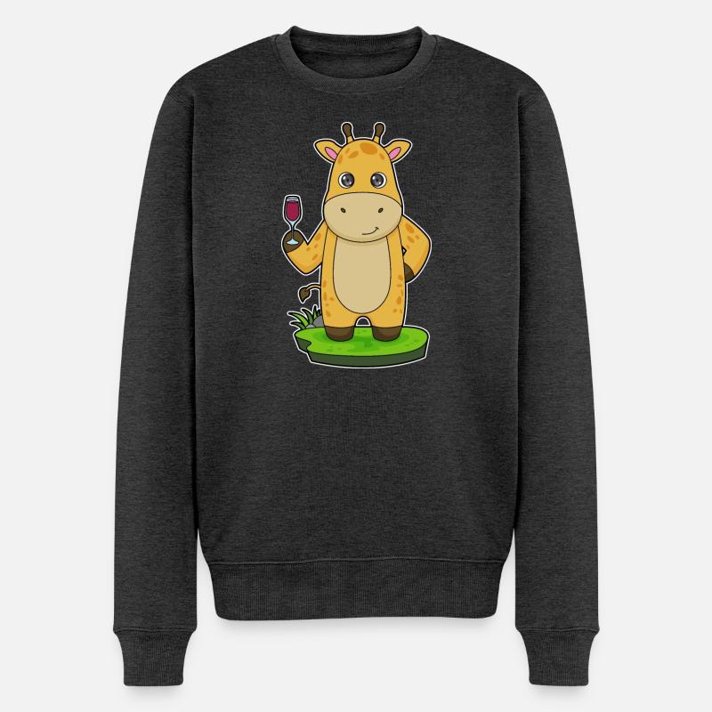 Giraffe Glas Rotwein - Männer Premium Bio Pullover - Anthrazit meliert