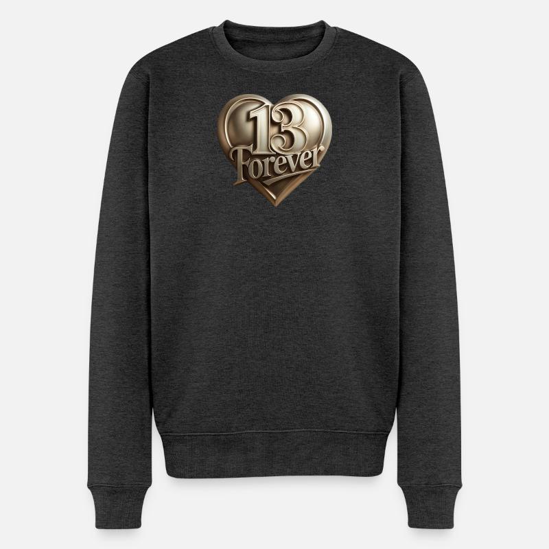 13forever in Herzform - Männer Premium Bio Pullover - Anthrazit meliert