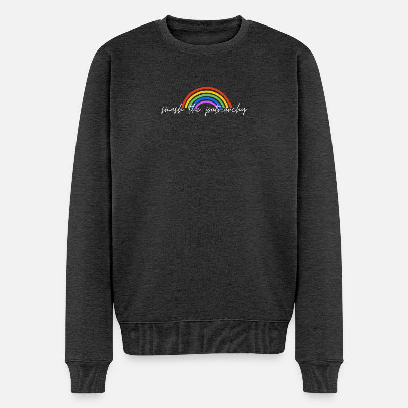 🌈 Smash the Patriarchy – Feminist Rainbow Design - Männer Premium Bio Pullover - Anthrazit meliert