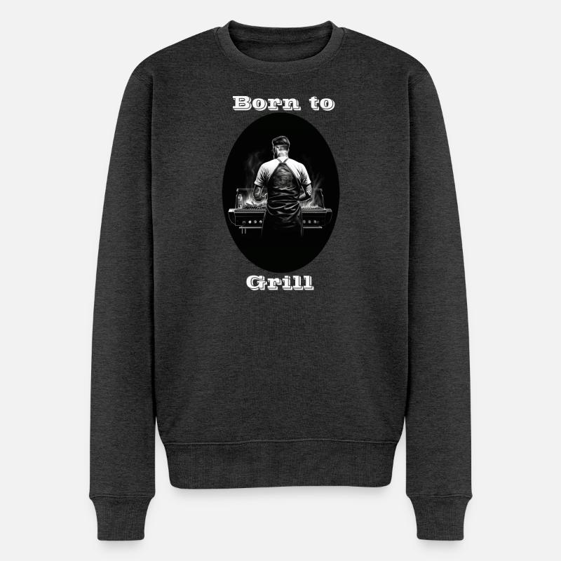 Né pour griller blanc - Pull Premium bio Homme - anthracite chiné