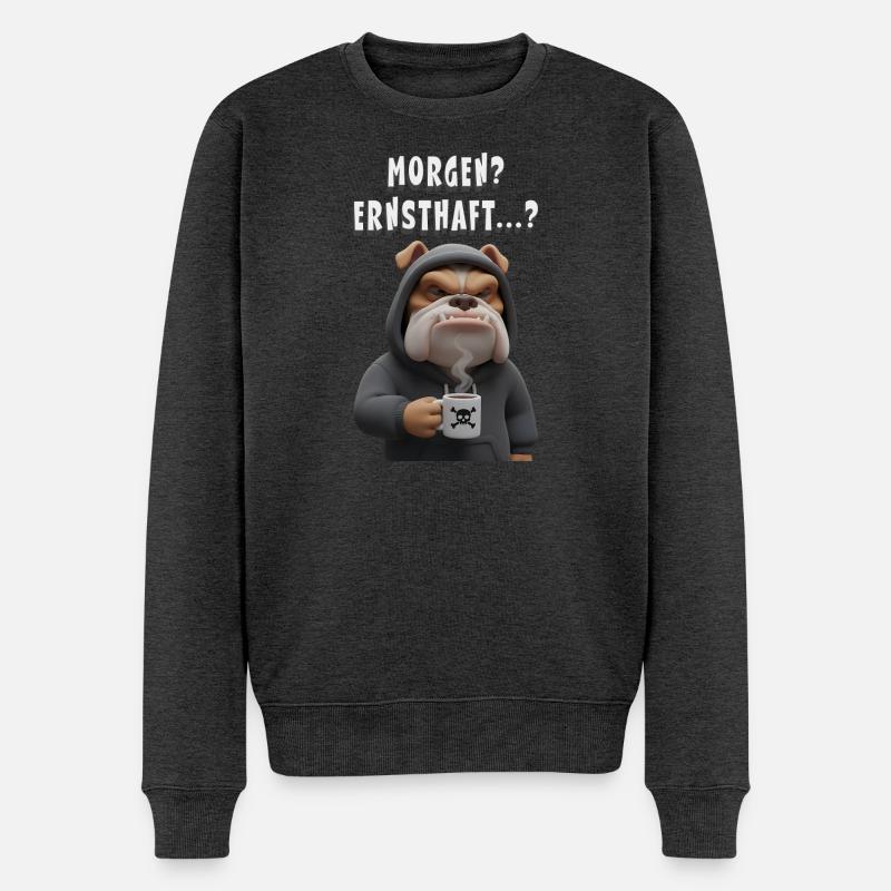 Grummelige Bulldogge mit Kaffee Spruch - Pull Premium bio Homme - anthracite chiné