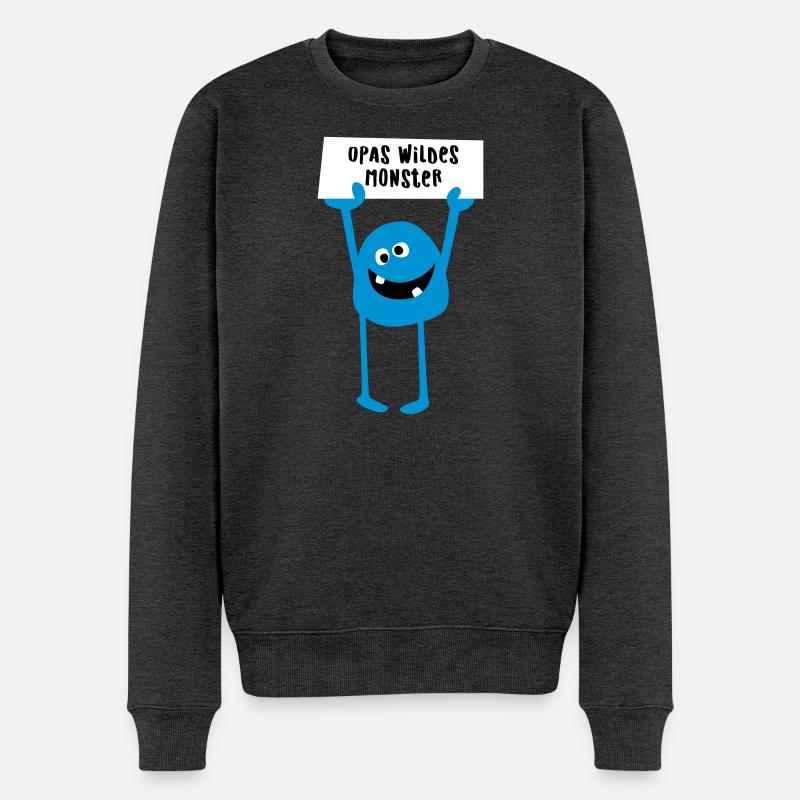 Opa Monster wild Demo Comic coole lustige Sprüche - Männer Premium Bio Pullover - Anthrazit meliert