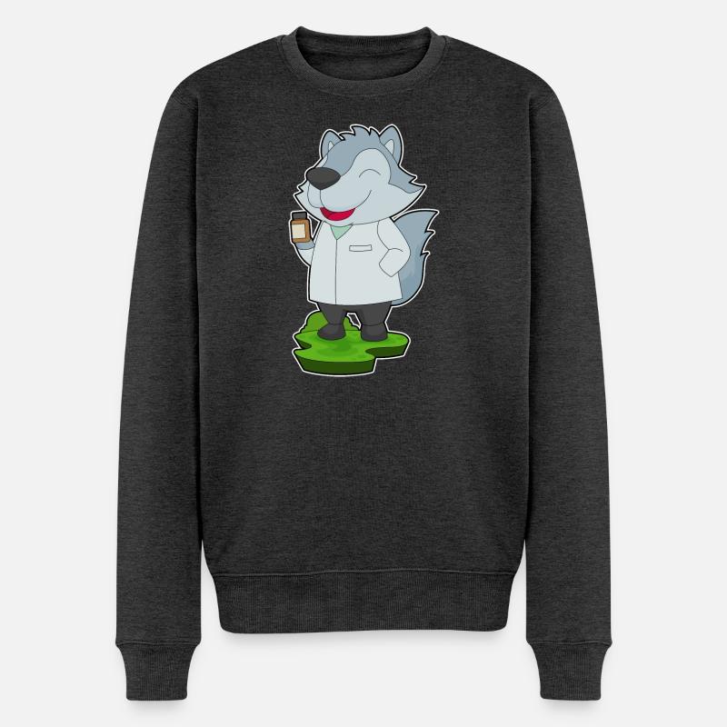 Médecine du Docteur Loup - Pull Premium bio Homme - anthracite chiné